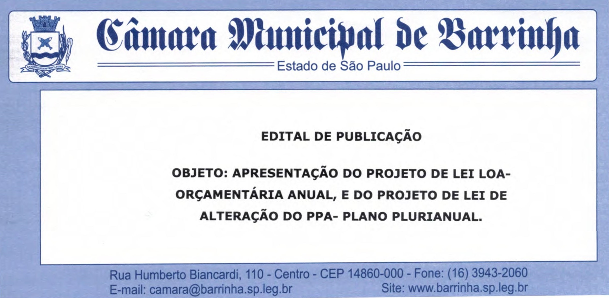 Edital de Audiência Pública - Projeto de Lei da LOA 2025 e Alteração no PPA 2022/2025