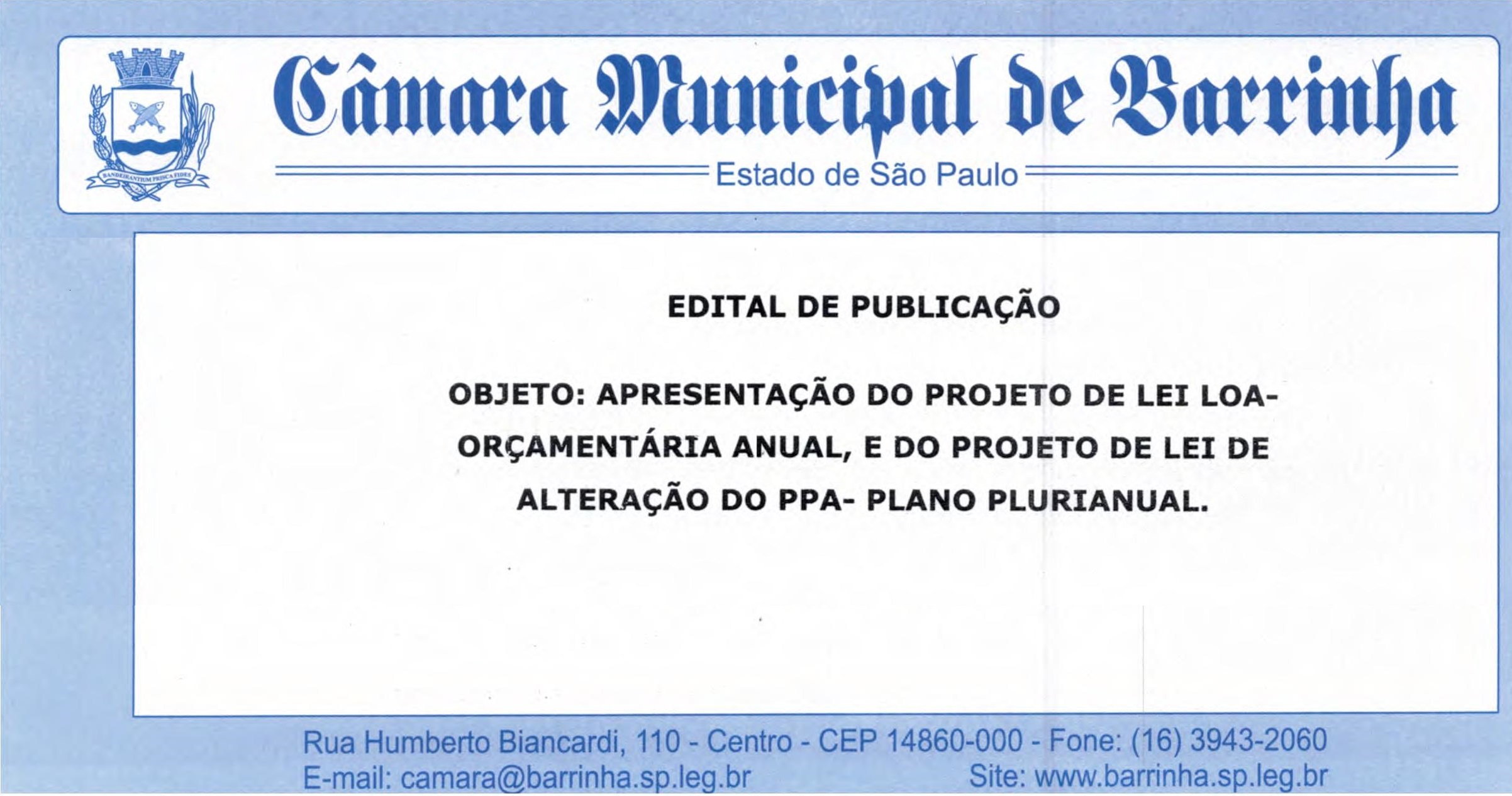 Edital de Audiência Pública - Projeto de Lei LOA 2023 e Projeto de Alteração do PPA 2022-2025